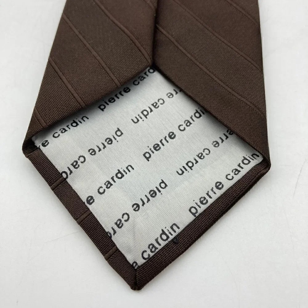 Vintage Pierre Cardin Logo 80s Dark Chocolate Neck Tie 57”